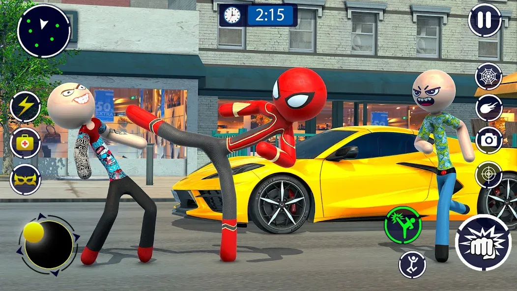 Spider Stickman Rope Hero Game — Мод: Безлимитные деньги и суперспособности — скриншот 3