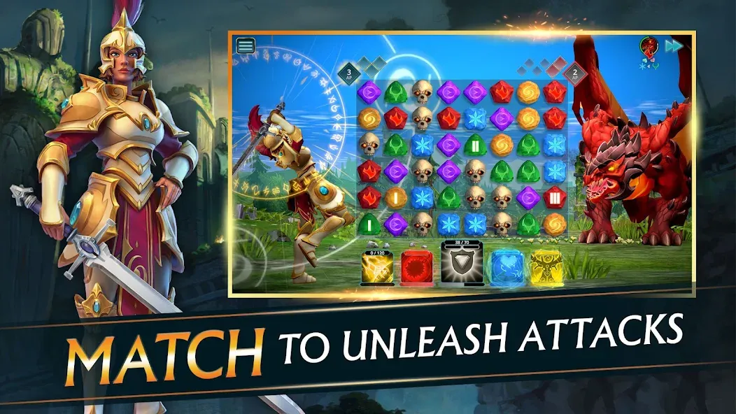 Скачать Puzzle Quest 3 - Match 3 RPG — Безлимитные ресурсы и урон — скриншот 1