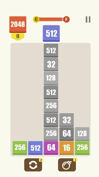 Target 2048 — Мод: Без рекламы и бесконечные ходы — скриншот 2
