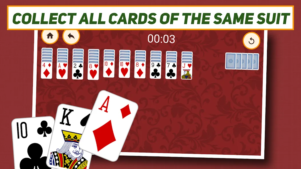Скачать Spider Solitaire: Classic — Модификация Без рекламы и подсказки доступны — скриншот 3
