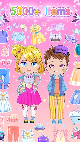 Chibi Doll Dress Up Games — Мод: Открыты все наряды и аксессуары — скриншот 3