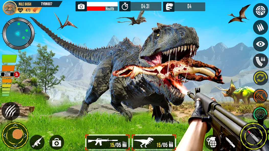 Real Dino Hunting Gun Games MOD — Безлимитные патроны и мощное оружие на Андроид — скриншот 2