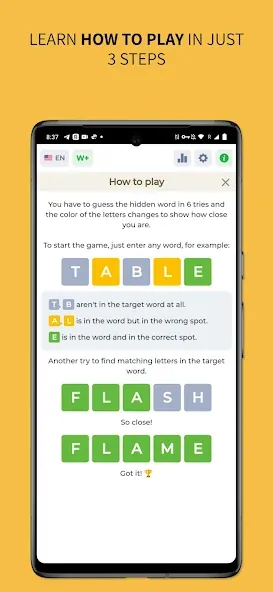 Wordly - Daily Word Game (Мод Безлимитные попытки и подсказки) — скриншот 2