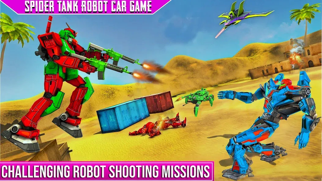 Скачать Spider Mech Wars - Robot Game MOD APK — Безлимитные деньги и мощные роботы — скриншот 4
