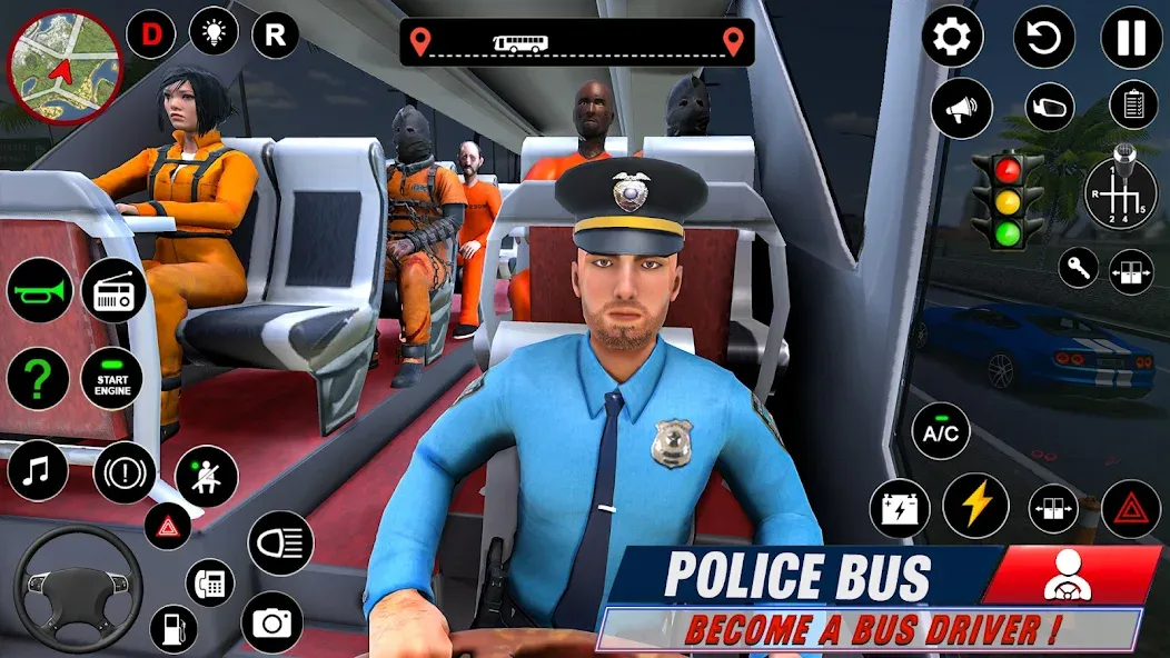 Police Bus Simulator Bus Games MOD APK на Android — Безлимитные деньги и все автобусы открыты — скриншот 3