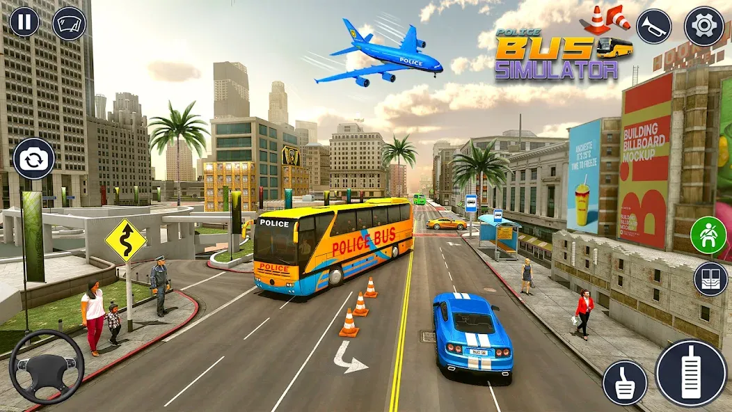 Police Bus Simulator Bus Games MOD APK на Android — Безлимитные деньги и все автобусы открыты — скриншот 4