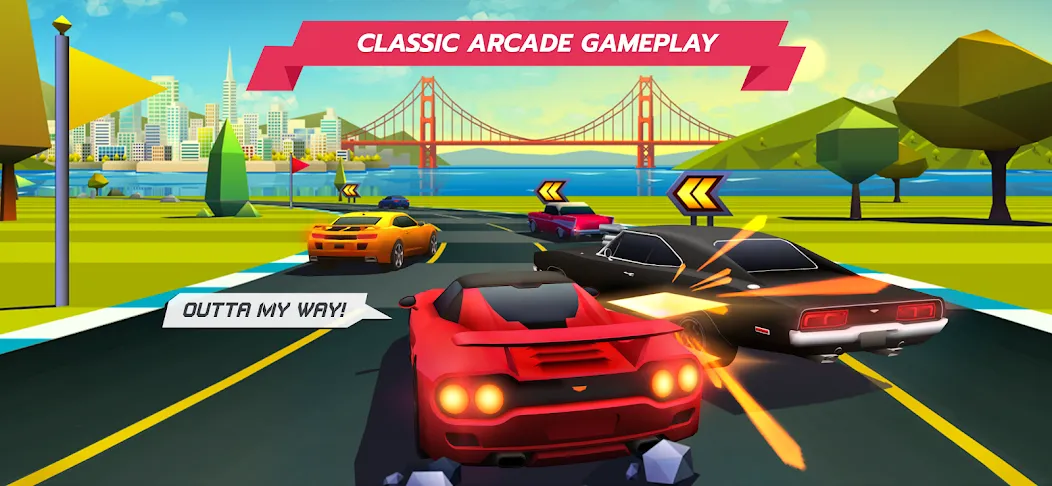 Horizon Chase – Arcade Racing — Взломанная версия (Безлимитные деньги и топливо) — скриншот 1 Horizon Chase – Arcade Racing — Взломанная версия (Безлимитные деньги и топливо) — скриншот 1