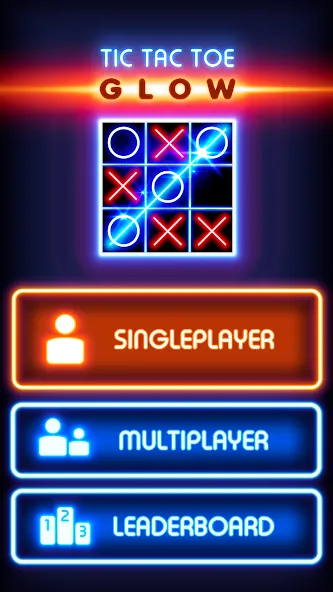Скачать Tic Tac Toe Glow: 2 Players — Последняя версия (Без рекламы и все темы открыты) — скриншот 1