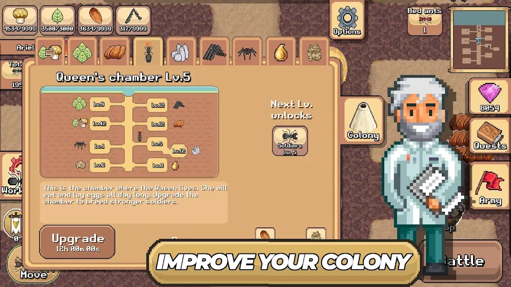 Pocket Ants: Colony Simulator — Мод: Безлимитные ресурсы и ускоренное развитие — скриншот 3 Pocket Ants: Colony Simulator — Мод: Безлимитные ресурсы и ускоренное развитие — скриншот 3