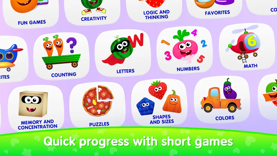Скачать Educational games for kids 2-4 (Мод: Разблокированы все игры и уровни) на Андроид — скриншот 1