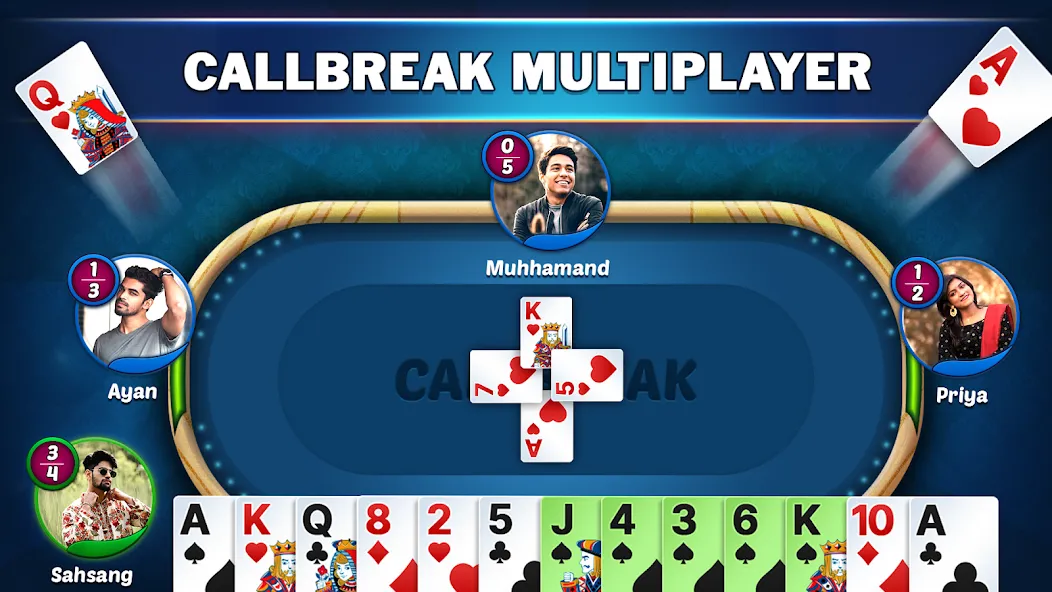 Callbreak Star - Card Game MOD — Безлимитные монеты и все режимы на Андроид — скриншот 1