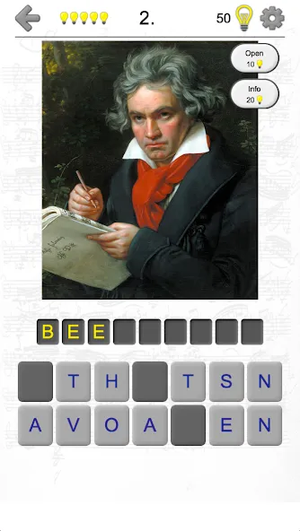 Скачать Famous Composers Portrait Quiz — Безлимитные подсказки и попытки — скриншот 1