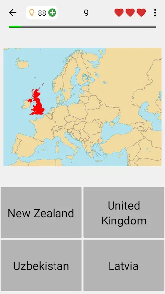 Maps of All Countries Geo-Quiz на Андроид — Открыты все страны и режимы — скриншот 1