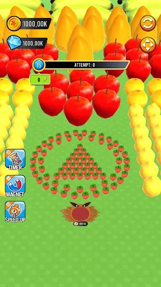Скачать взлом Fruit hole: Black hole на Андроид — Безлимитные деньги и усиленные бонусы — скриншот 1