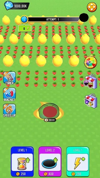 Скачать взлом Fruit hole: Black hole на Андроид — Безлимитные деньги и усиленные бонусы — скриншот 3