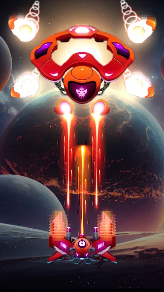 Скачать Galaxy Attack - Space Shooter (Мод: Безлимитные монеты и оружие) на Андроид — скриншот 1