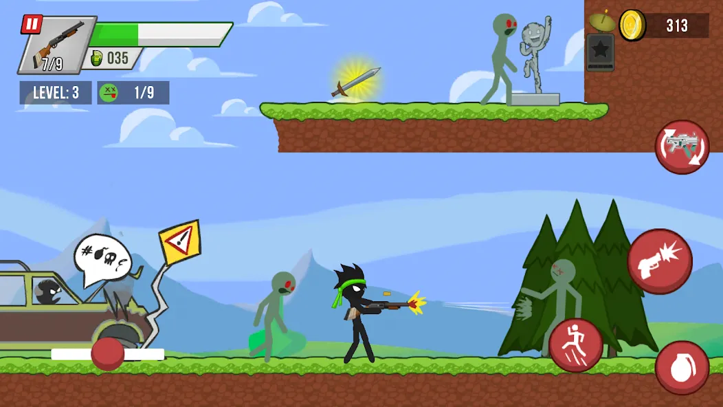 Скачать Stick vs Zombies с модом — Безлимитные монеты и оружие — скриншот 1