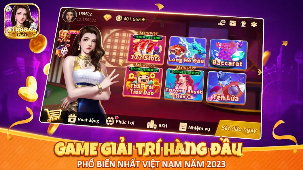 Скачать взломанную VIP8888 Play - Sòng Bạc ONLINE — Безлимитные монеты и все игры открыты — скриншот 1