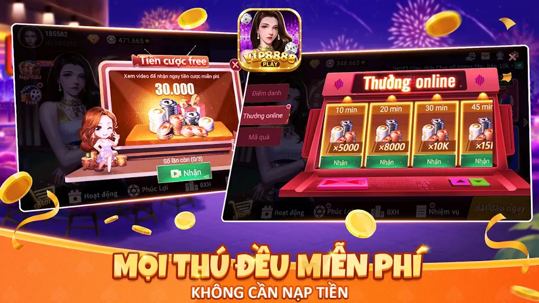 Скачать взломанную VIP8888 Play - Sòng Bạc ONLINE — Безлимитные монеты и все игры открыты — скриншот 2