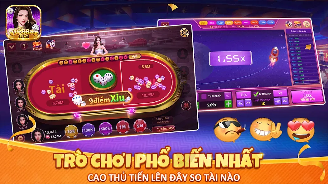 Скачать взломанную VIP8888 Play - Sòng Bạc ONLINE — Безлимитные монеты и все игры открыты — скриншот 3