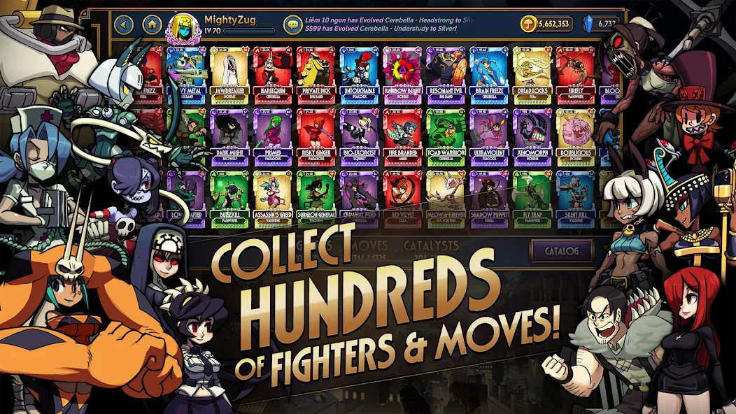 Skullgirls: Fighting RPG — Мод: Безлимитные ресурсы и усиленные бойцы — скриншот 3