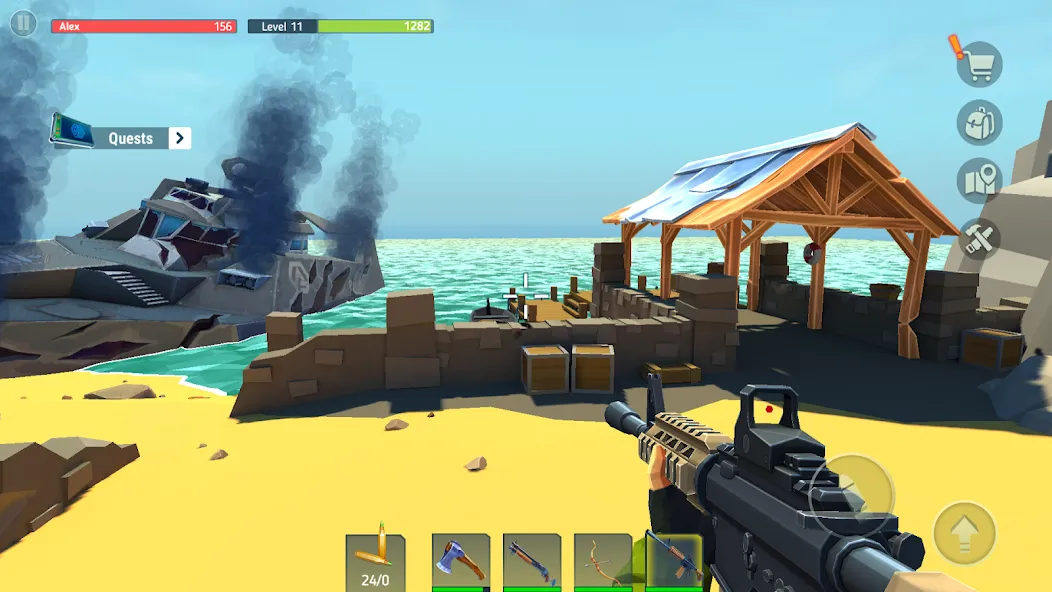 TEGRA: Zombie survival island на Андроид — Мод Безлимитные ресурсы и оружие — скриншот 2 TEGRA: Zombie survival island на Андроид — Мод Безлимитные ресурсы и оружие — скриншот 2