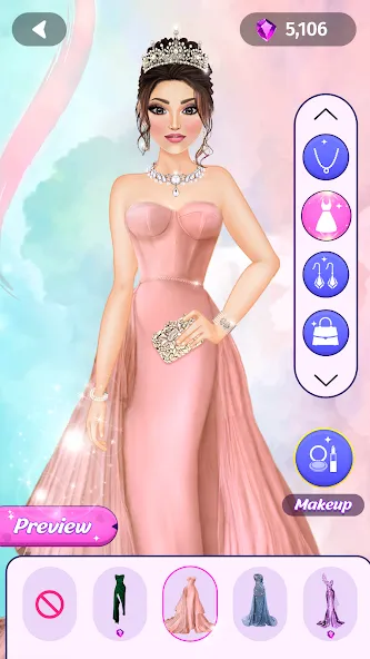 Скачать взломанную Dress Up Fashion: Makeup Games — Безлимитные деньги и все наряды — скриншот 5