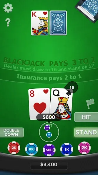 Скачать взлом Blackjack 21 на Андроид — Безлимитные деньги и бонусы — скриншот 2