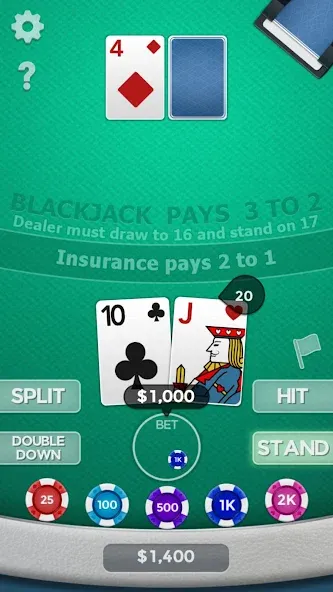 Скачать взлом Blackjack 21 на Андроид — Безлимитные деньги и бонусы — скриншот 5