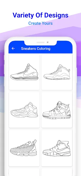 Скачать Basketball Shoes Coloring Book на Андроид — Яркая раскраска баскетбольных кроссовок — скриншот 3