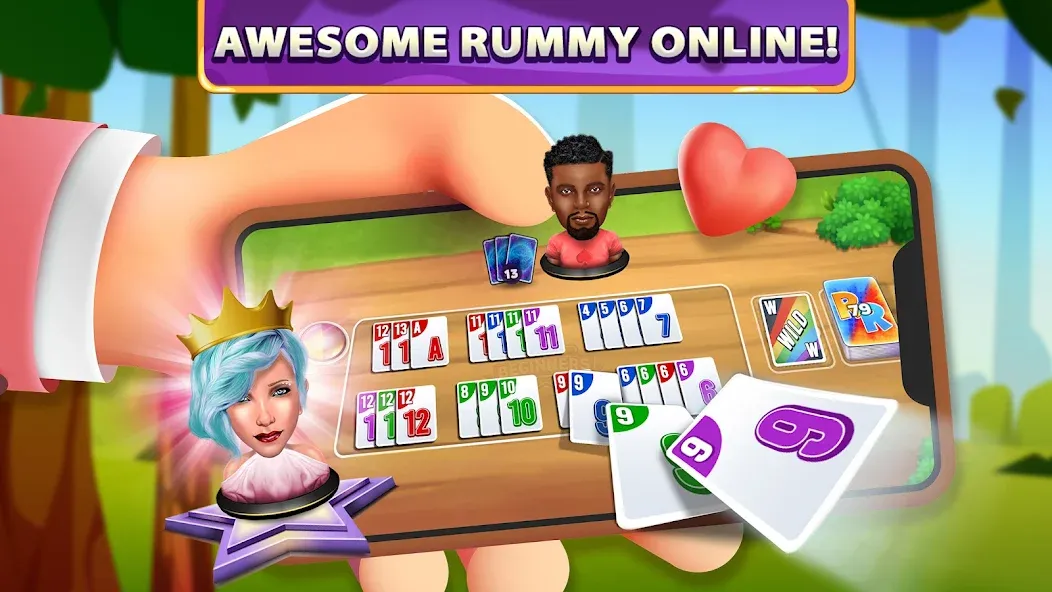 Rummy Rush - Classic Card Game на Андроид — Мод Безлимитные монеты и подсказки — скриншот 1