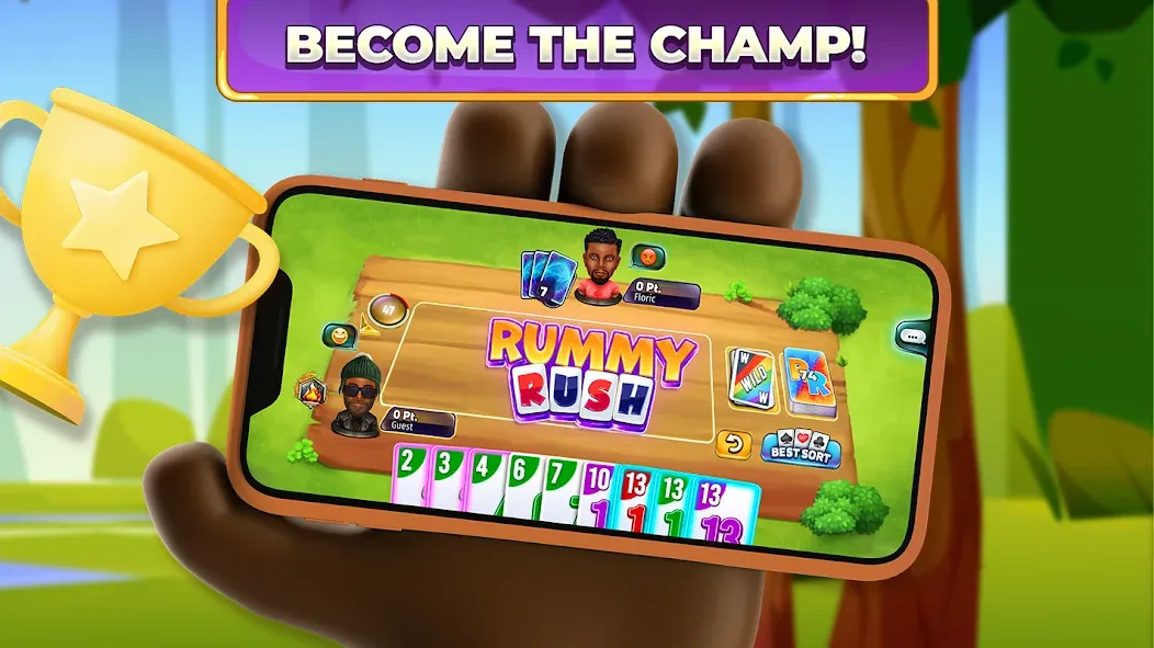 Rummy Rush - Classic Card Game на Андроид — Мод Безлимитные монеты и подсказки — скриншот 5