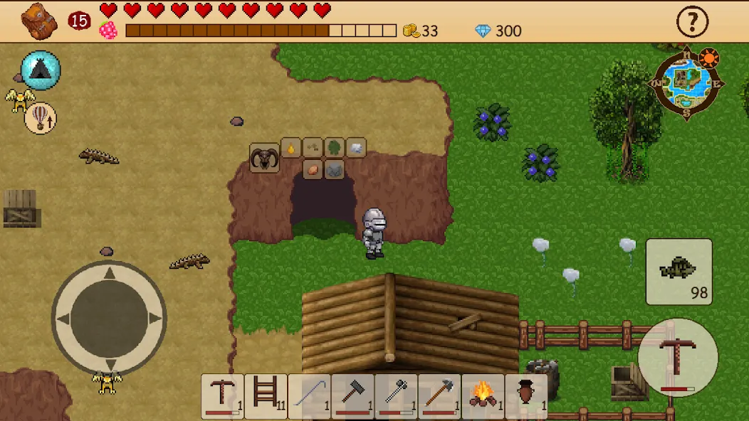 Взломанная Survival RPG: Open World Pixel на Андроид — Безлимитные ресурсы и здоровье — скриншот 1