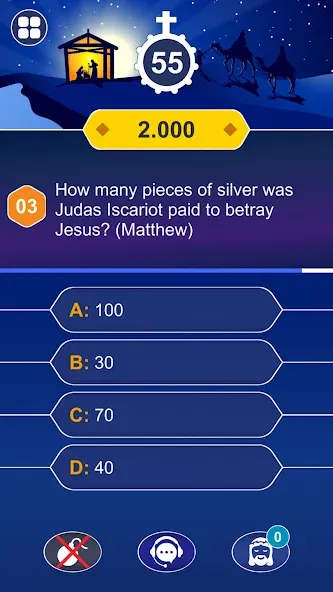 Daily Bible Trivia: Quiz Games на Андроид — Безлимитные подсказки и очки — скриншот 4