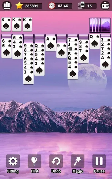 Spider Solitaire — Взломанная версия (Безлимитные подсказки и отмены ходов) — скриншот 2