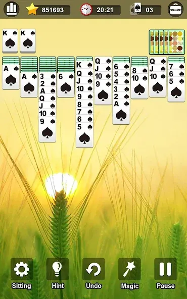 Spider Solitaire — Взломанная версия (Безлимитные подсказки и отмены ходов) — скриншот 3