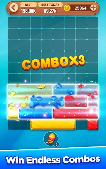 Block Crush - Puzzle Game (Мод Без рекламы и бесконечные подсказки) — скриншот 5