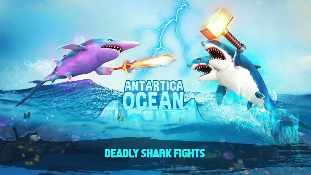 Скачать взлом Double Head Shark Attack PVP на Андроид — Безлимитные деньги и усиленный урон — скриншот 1