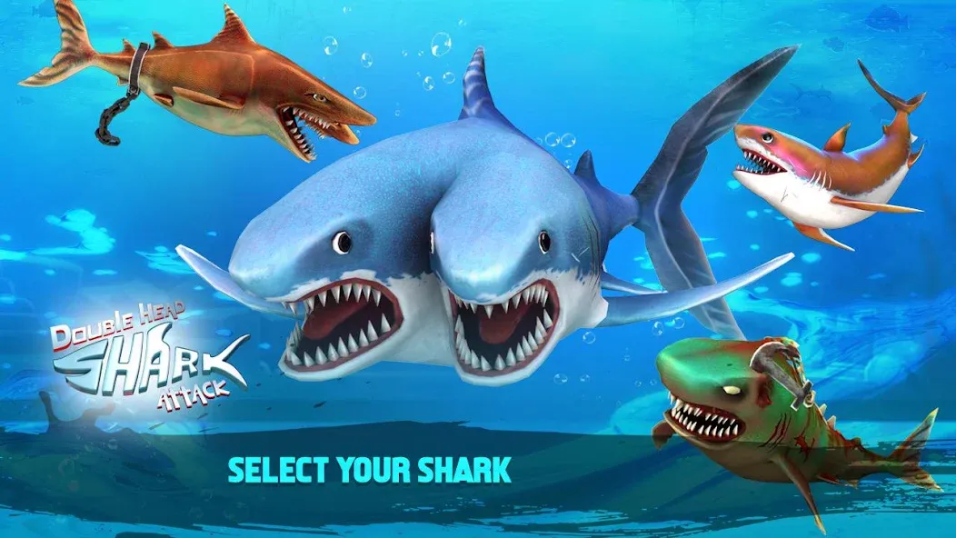 Скачать взлом Double Head Shark Attack PVP на Андроид — Безлимитные деньги и усиленный урон — скриншот 2