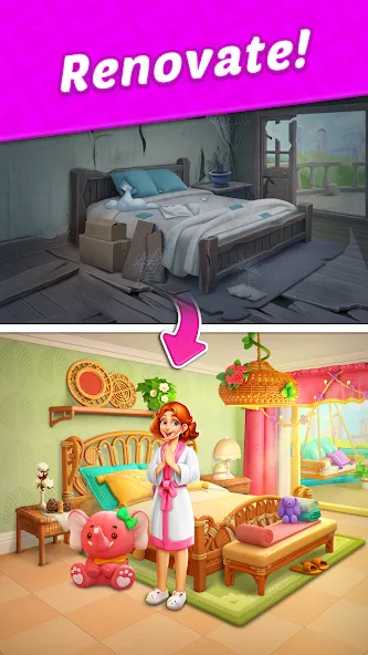 Design Blast - Match & Home (Мод Безлимитные монеты и подсказки) — скриншот 1