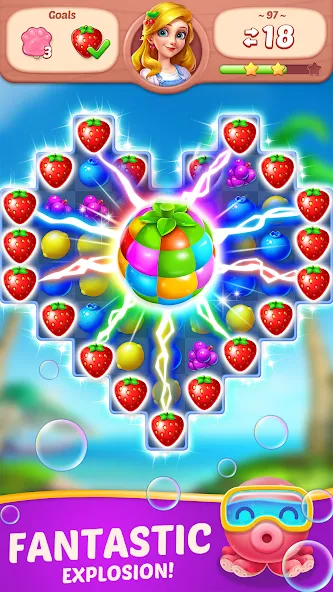 Взломанная Fruit Diary - Match 3 Games на Андроид — Безлимитные монеты и жизни — скриншот 2 Взломанная Fruit Diary - Match 3 Games на Андроид — Безлимитные монеты и жизни — скриншот 2