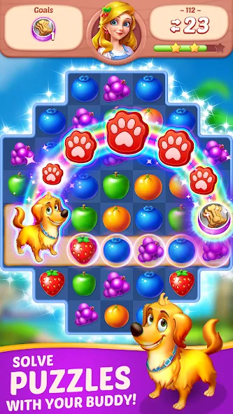 Взломанная Fruit Diary - Match 3 Games на Андроид — Безлимитные монеты и жизни — скриншот 4 Взломанная Fruit Diary - Match 3 Games на Андроид — Безлимитные монеты и жизни — скриншот 4