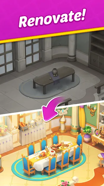 Jewel Manor - Home Design MOD APK на Android — Безлимитные деньги и открыты все уровни — скриншот 1