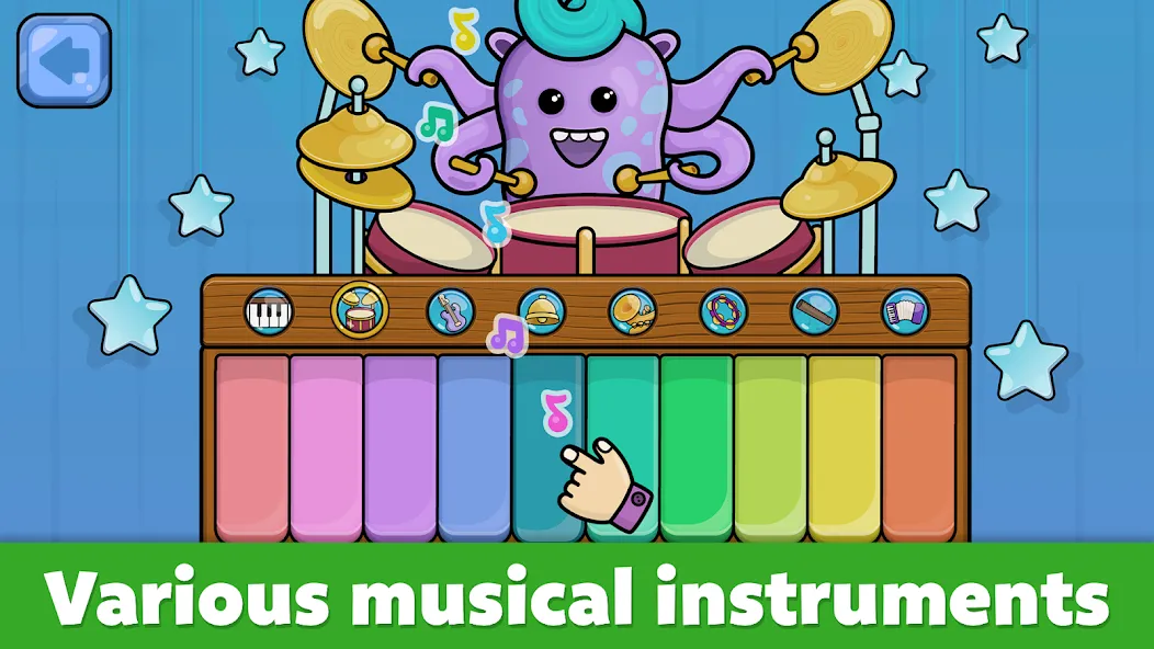 Скачать Baby Piano: Kids Music Games (Мод: Разблокированы все музыкальные инструменты) на Андроид — скриншот 2