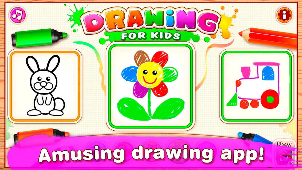 Bini Drawing for Kids Games — Все инструменты рисования разблокированы — скриншот 1