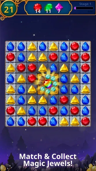 Взломанная Jewels Magic: Mystery Match3 на Андроид — Безлимитные монеты и жизни — скриншот 1