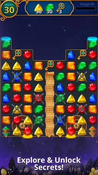 Взломанная Jewels Magic: Mystery Match3 на Андроид — Безлимитные монеты и жизни — скриншот 3