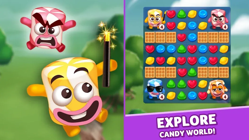 Скачать Lollipop & Marshmallow Match3 — Модификация Безлимитные ходы и жизни — скриншот 1