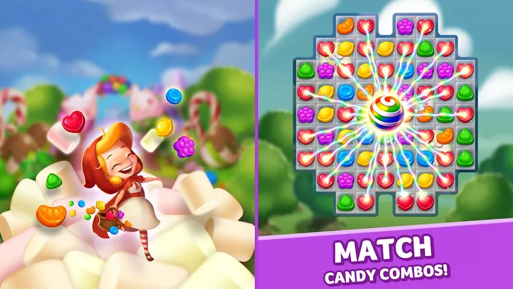 Скачать Lollipop & Marshmallow Match3 — Модификация Безлимитные ходы и жизни — скриншот 5