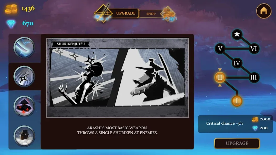 Ninja Arashi MOD — Безлимитные монеты и открыты все уровни на Андроид — скриншот 5